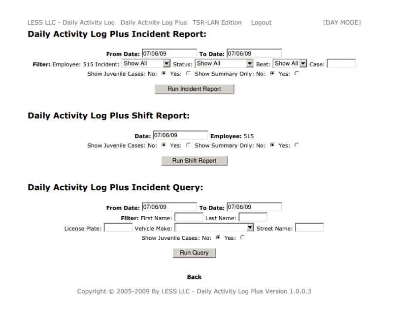 Police Activity Log Traffic Stop Reporting